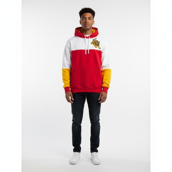 Mitchell & Ness Hoodie Mens Size Small Red White Nostalgia Co Embroidered Tiger - Picture 1 of 7